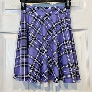 Black Milk Clothing Tartan Lavender Skater Skirt with Pockets XS